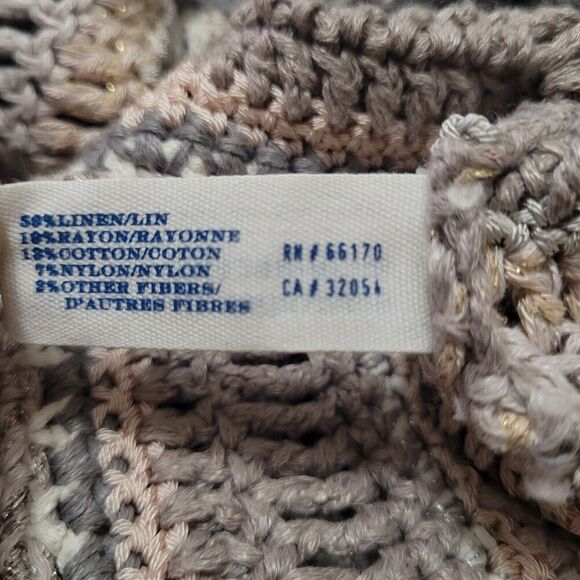 Leifsdottir Anthropologie Sweater Womens XS Hand Knit Neutrals Stripes Chains - Picture 7 of 8